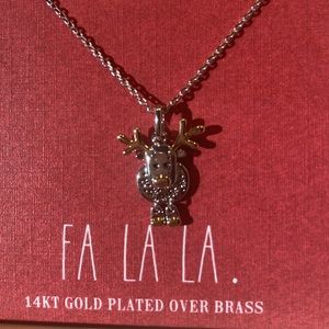 NWOT Rae Dunn Deer Necklace 14kt Gold Plated Over Brass